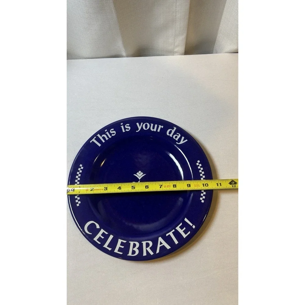 Pampered Chef This Is Your Day Celebrate Plate Cobalt Blue Birthday 10 3/4